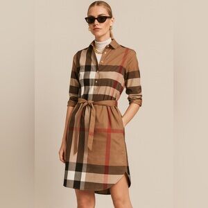 Burberry Beige/Tan Check Cotton Shirt Dress
